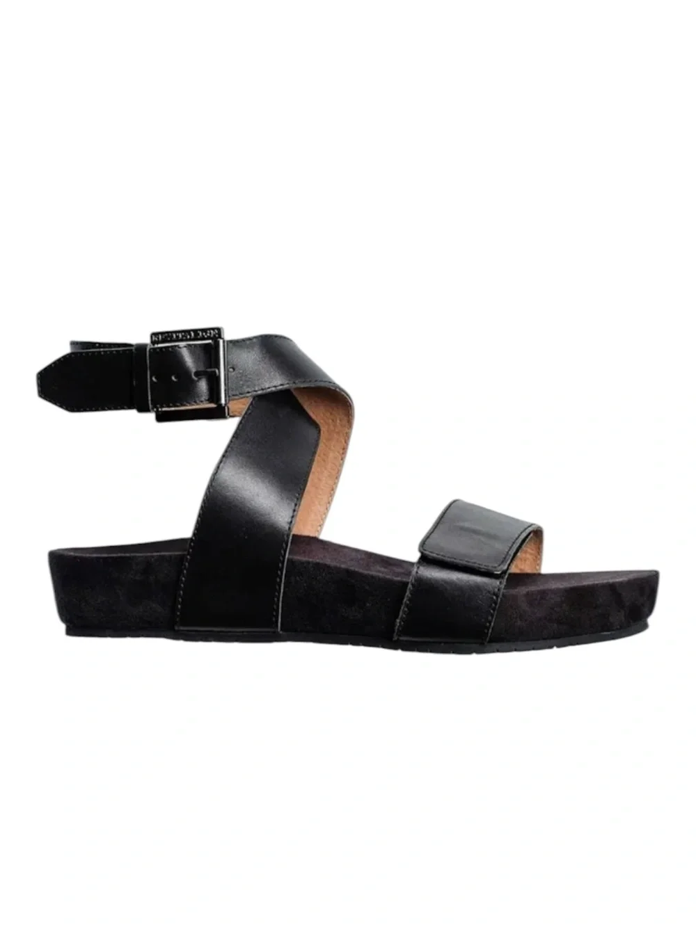 Revitalign Women’s Black Swell Leather Ankle Wrap Sandals Size 6